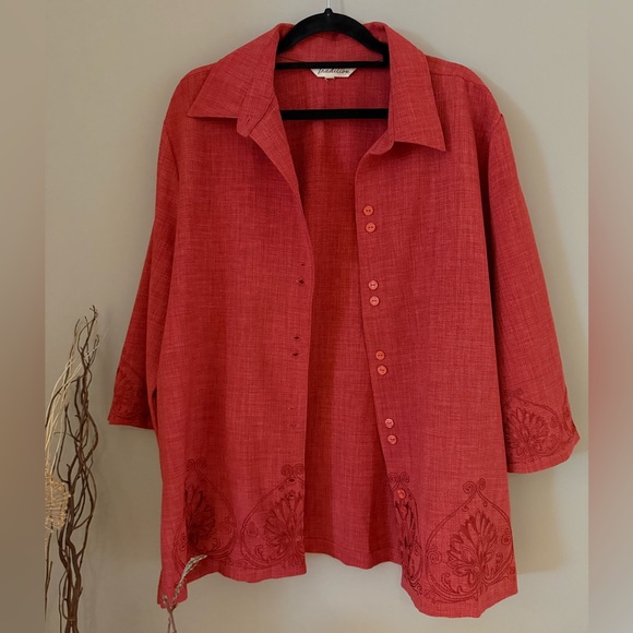 Tradition Red Embroidered Jacket - Picture 1 of 6